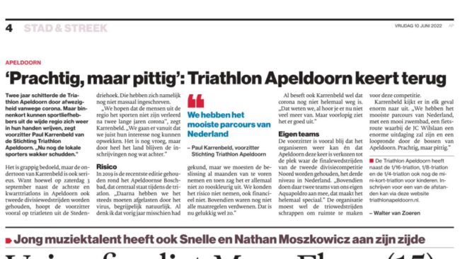 Foto van krantenartikel 10-jun-2022
