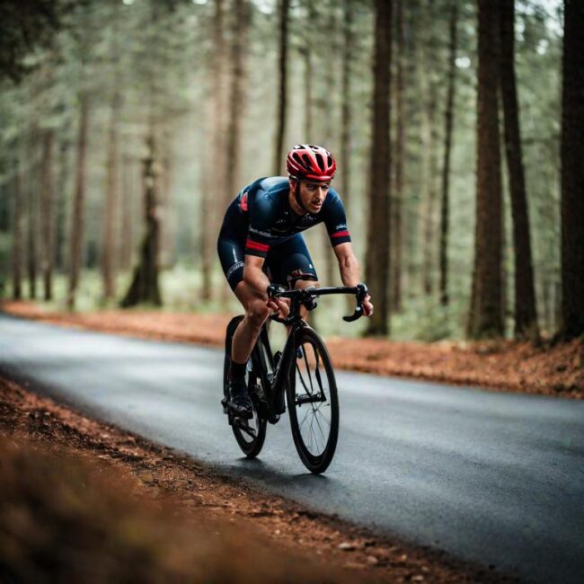 cyclist in the woods